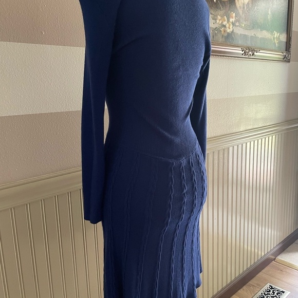 Thakoon Royal Blue 3/4 Sleeve Fit & Flare Knit Dress - Picture 2 of 8